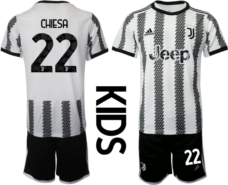 Youth 2022-2023 Club Juventus FC home white 22 Soccer Jerseys